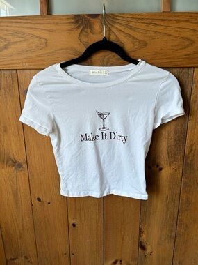 Active Basic White 'Make It Dirty' Graphic Crop Top Washed, Never Worn